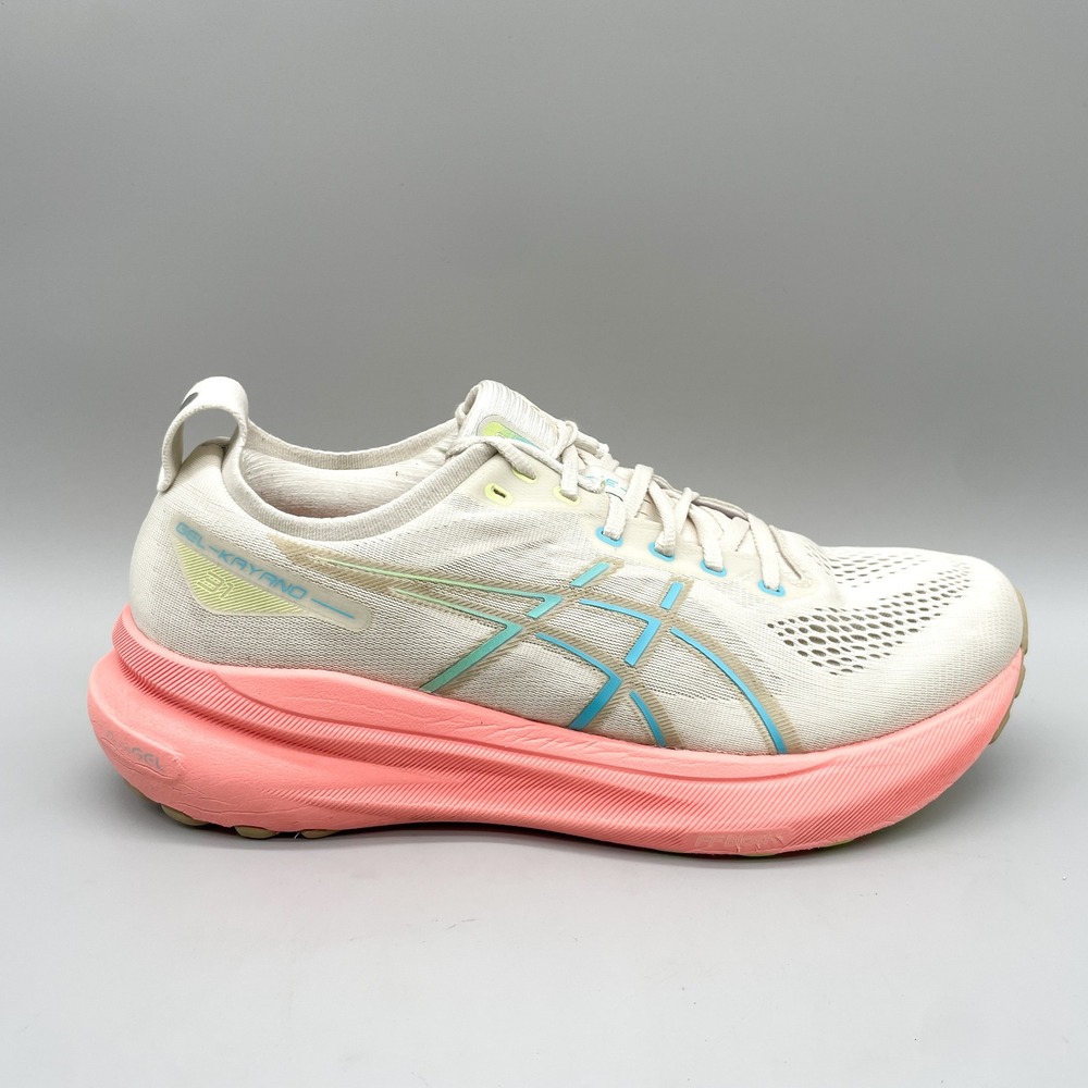 ASICS Womens 11 Gel Kayano 31 Road Running Shoes White Coral Sporty Gym Training